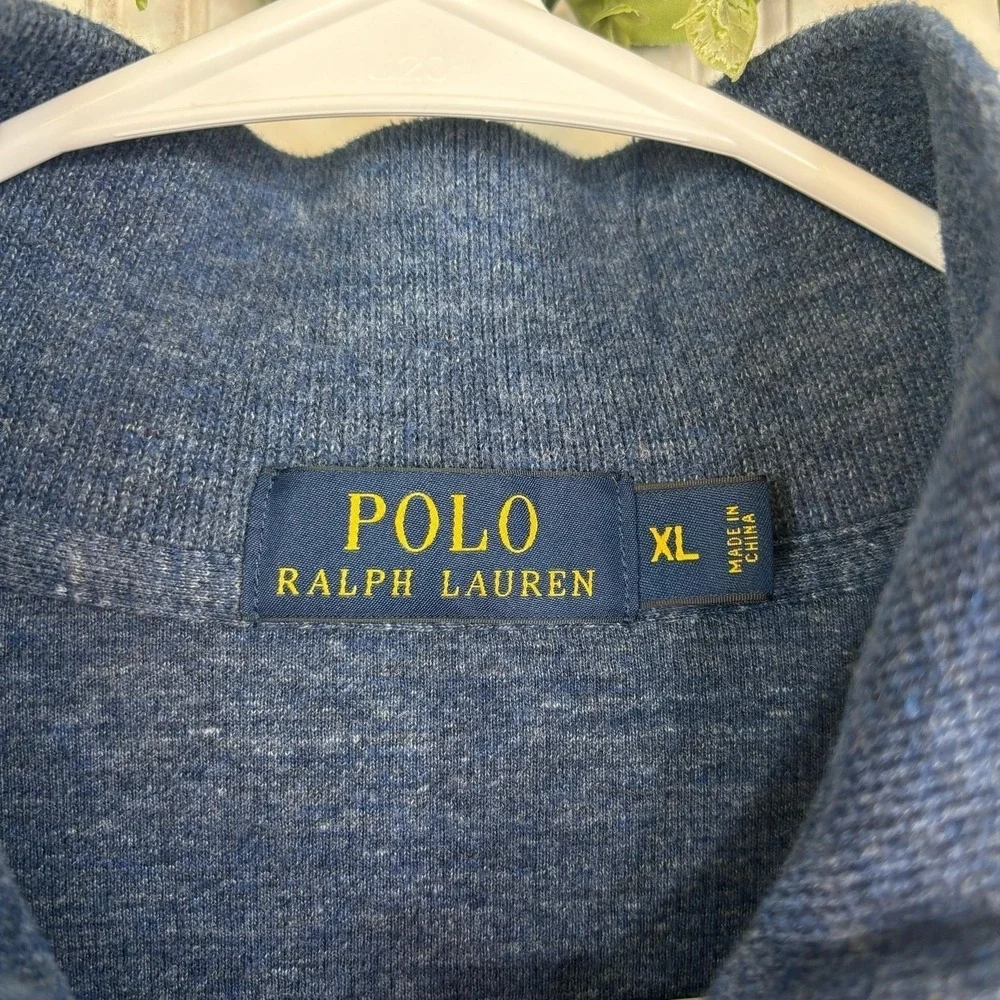 Polo Ralph Lauren Quarter Zip Pullover Sweater Mens XL Blue Preppy Old Money